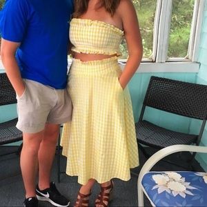 GOODNIGHT MACAROON Gingham Yellow 2 piece set